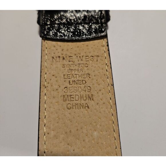 Nine West Black Belt Shiny Patent Finish Waist 31"-35" - Picture 2 of 5